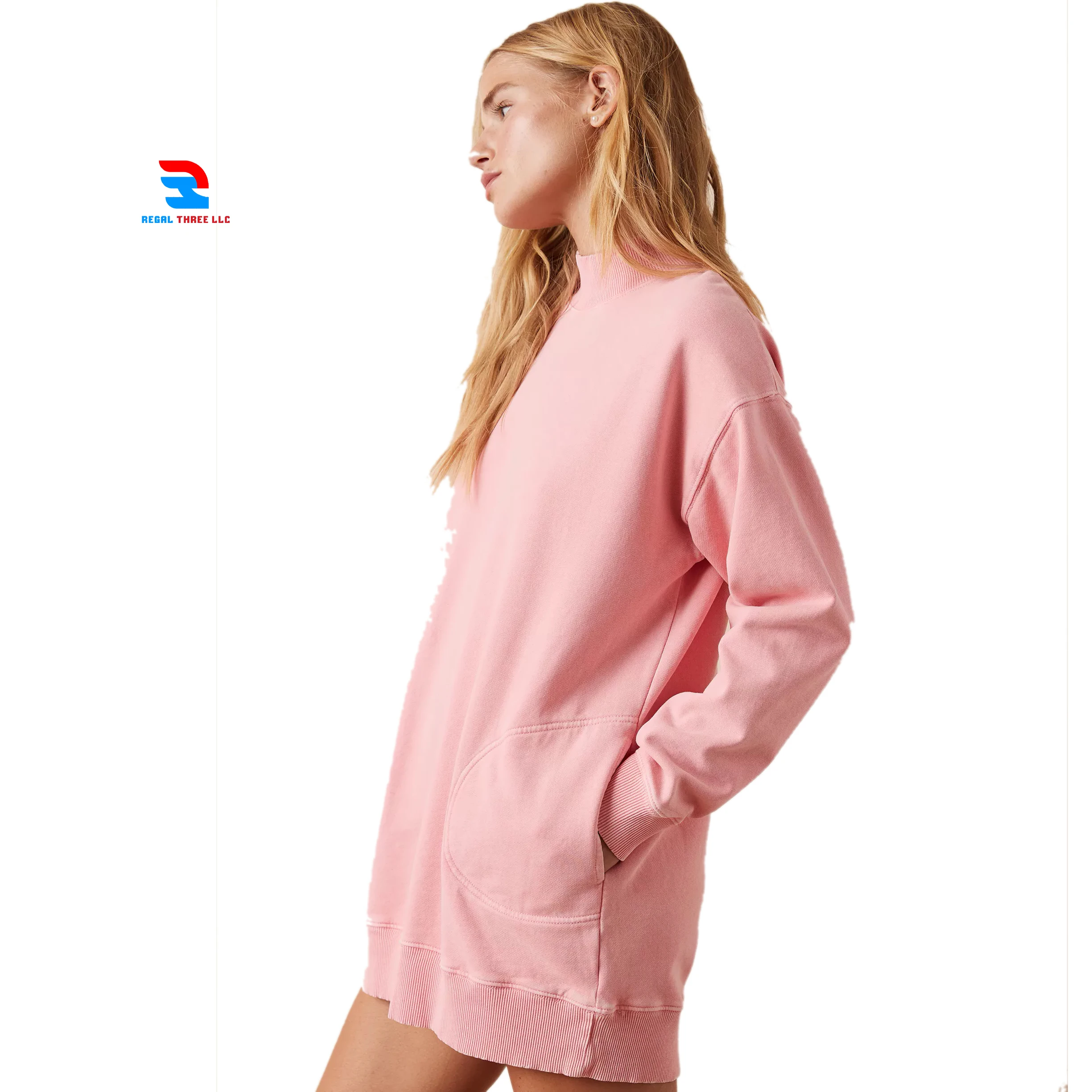 Oversize Women Fleece Sweatshirt Mini Dress Autumn Winter Loose Fit Long Sleeve Pullover Mini Dress Sweatshirts