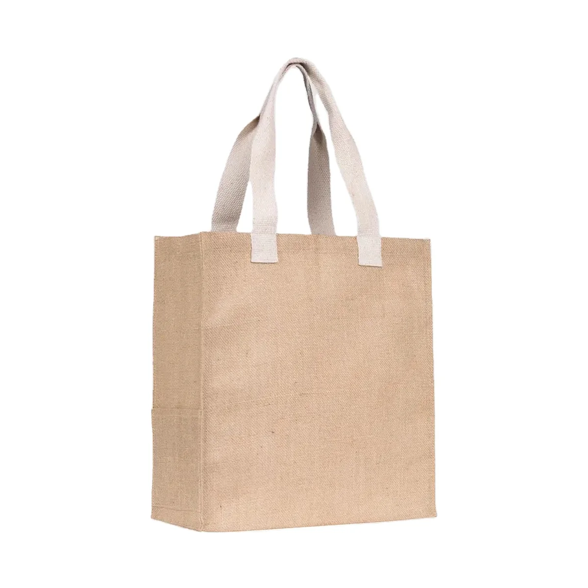 Ecofriendly Biodegradable Tote style Hand Carry Bags Made From Natural Jute With Webbed Cotton Handle