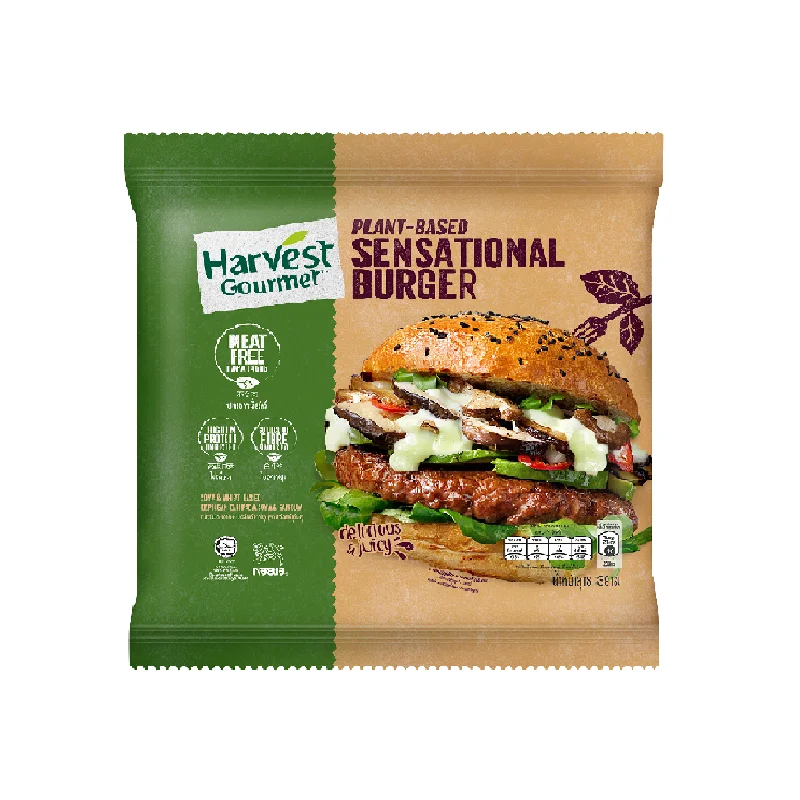NESTLE HARVEST GOURMET JUICY SENSATIONAL BURGER 282G Plant-based Frozen Ready to eat HALAL Vegan