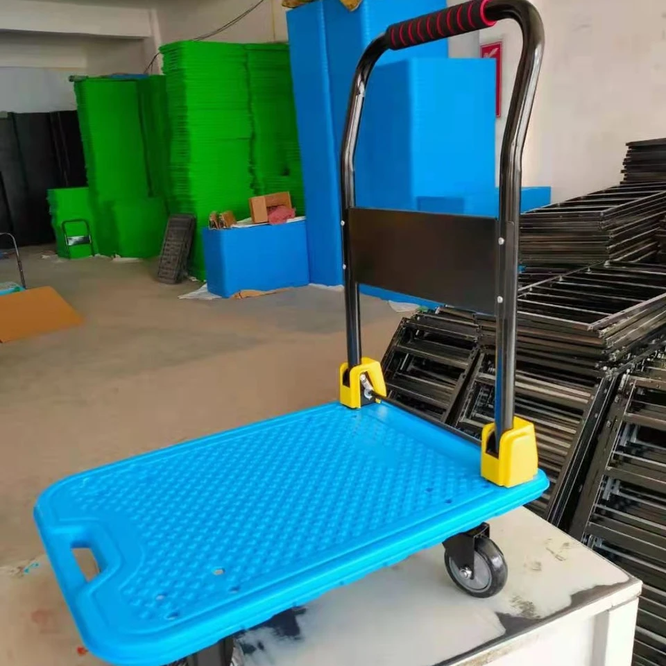 Anti-noise Capacity 300kgs New Design Heavy Duty Foldable Hand Carts & Trolleys High-quality ABS Plastic Platform Truck