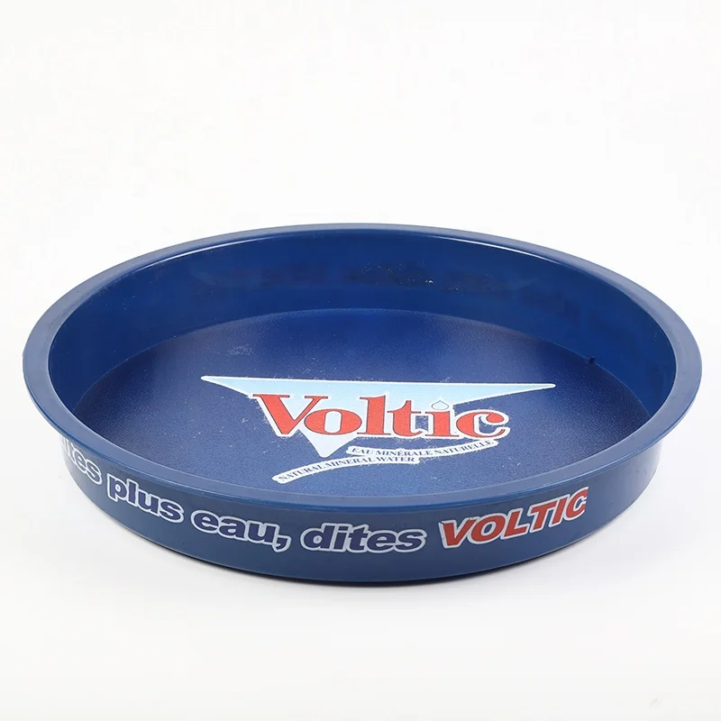 Wholesale Custom Logo Round Plastic Anti Slip Beer Beverage Tray Full Color Imprinting Non Slip Round Food Serving Tray For Bar