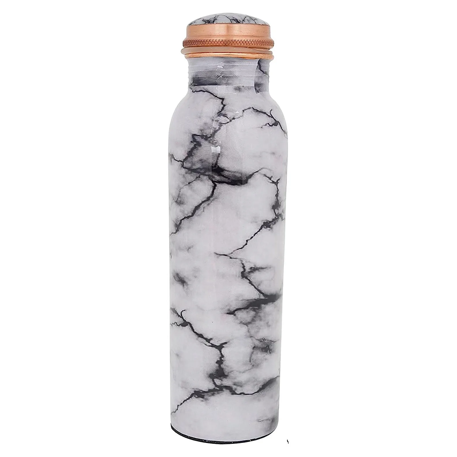 Extravagant Copper Water Bottle Unique Marble Design Finish Copper Lid Metal Water Bottle (38 oz) With Copper Zinc Properties