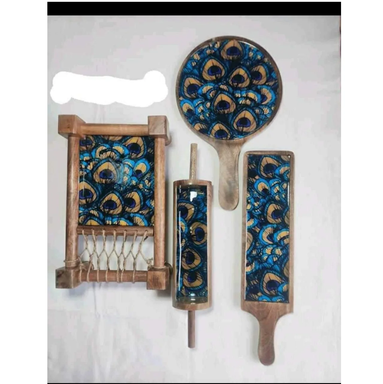 Wooden Dinner ware Set For Home & Wedding Table Decorations Handcrafted High Quality Finishing Small & Medium Size Colourful