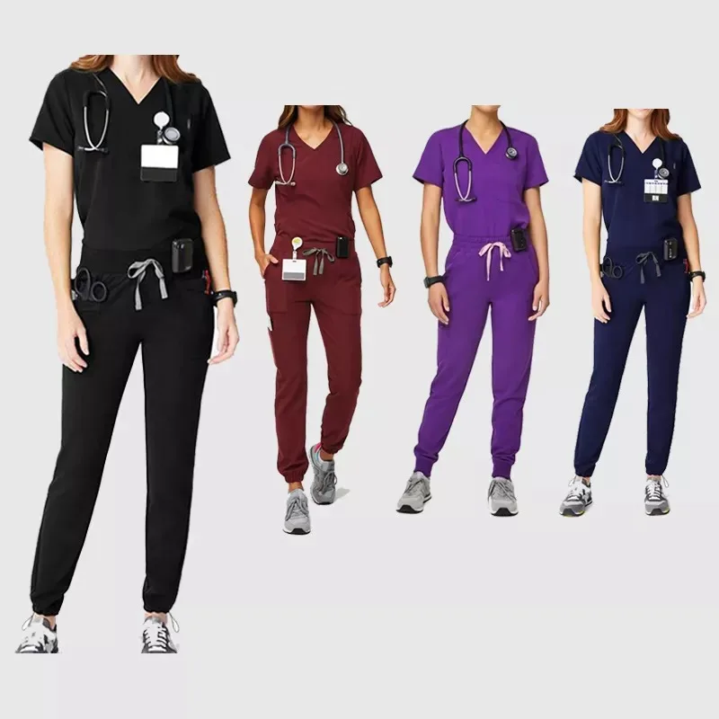 Wholesale custom scrubs suit hospital uniforms medical nurse uniform jogger type nurse scrub sets