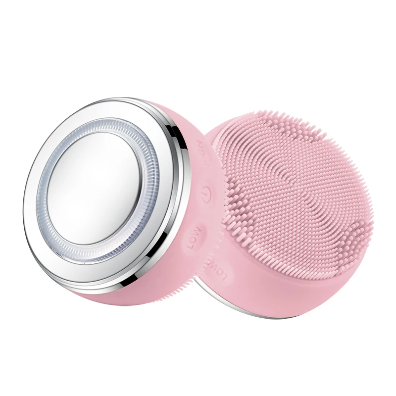 Electric Silicone Facial Cleaning Brush Massage Tender Skin Beauty LED Introduction Instrument