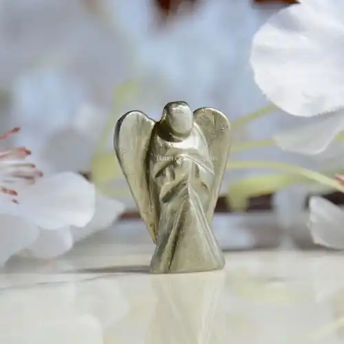 Оптовая продажа 2-дюймовый красивый натуральный исцеляющий Ангел агат пирит ангел с планетой кристалл драгоценный камень экспорт