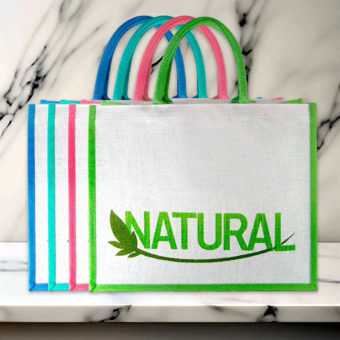 dyed printed jute shopping bags foldable colorful jute promotion bags with your logo artwork print jute gift bag with handles
