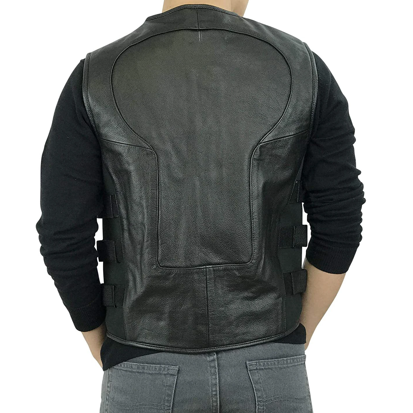Low MOQ Genuine Leather Vest Vintage Back Gentleman Waistcoat Real Leather Cowhide Casual Sleeveless Vest