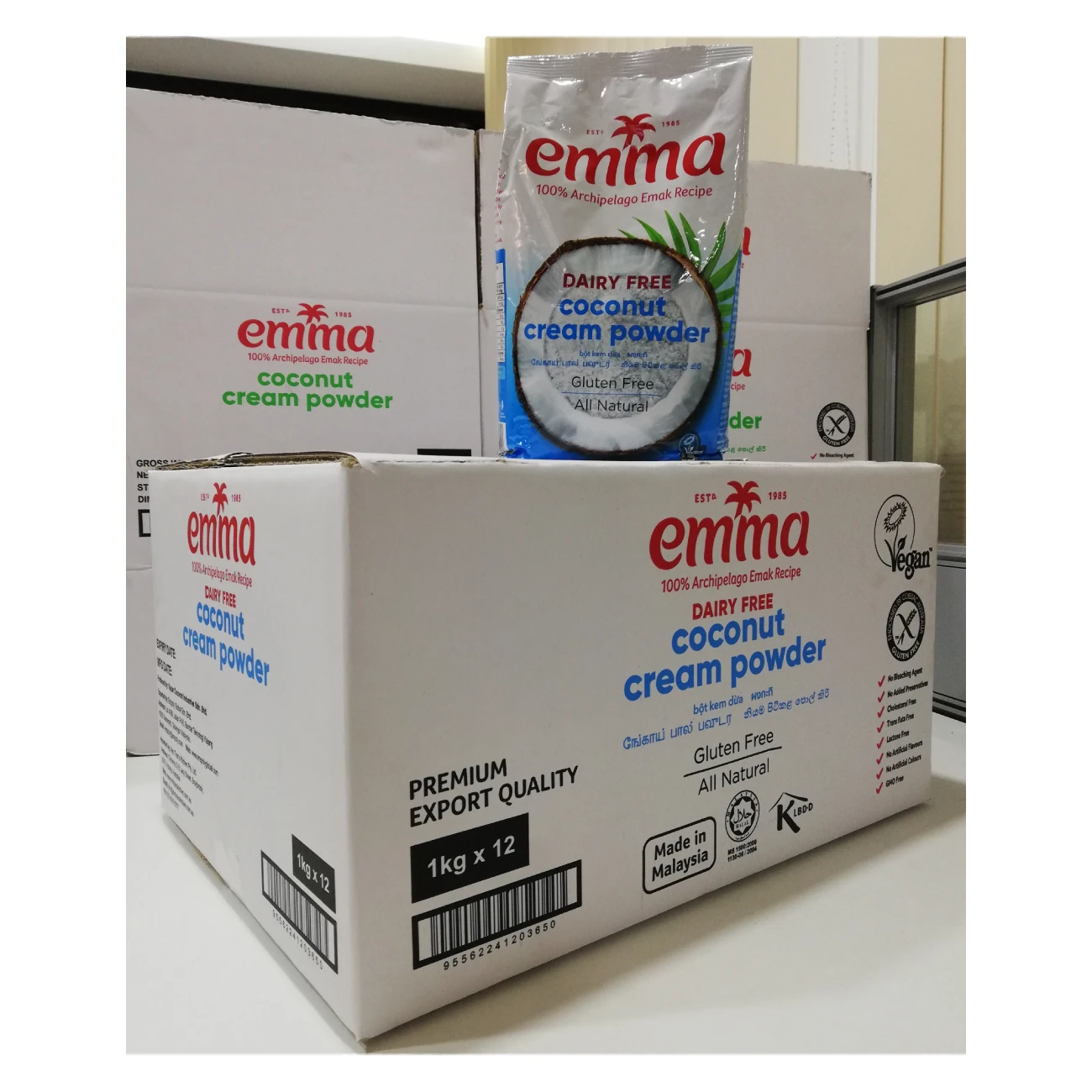 Top Seller Malaysia Wholesales 1kg Weight Coconut Cream Powder Box Packing Natural Sweet Coconut Milk For Horeca Use