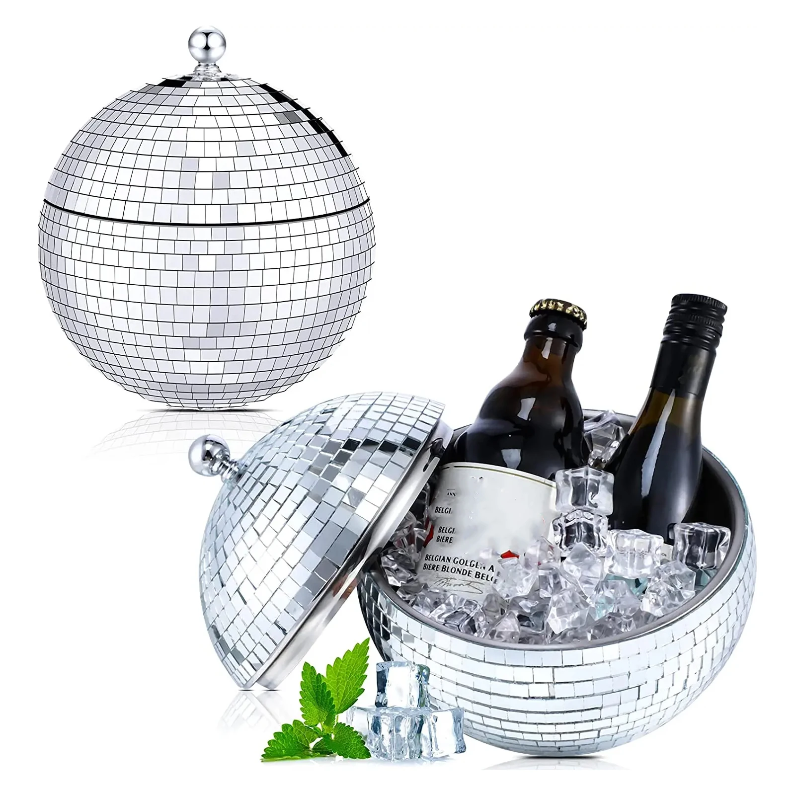 Household Restaurant Kitchen Bar Stuff Party Accessories Stainless Steel Disco Ice Bucket with Lid