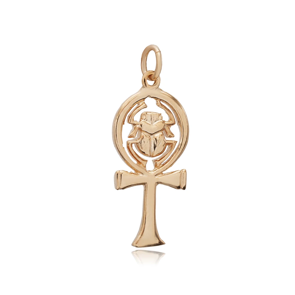 Ancient Egyptian Ankh with Scarab Charm Turkish Wholesale 925 Sterling Silver Fine Jewelry
