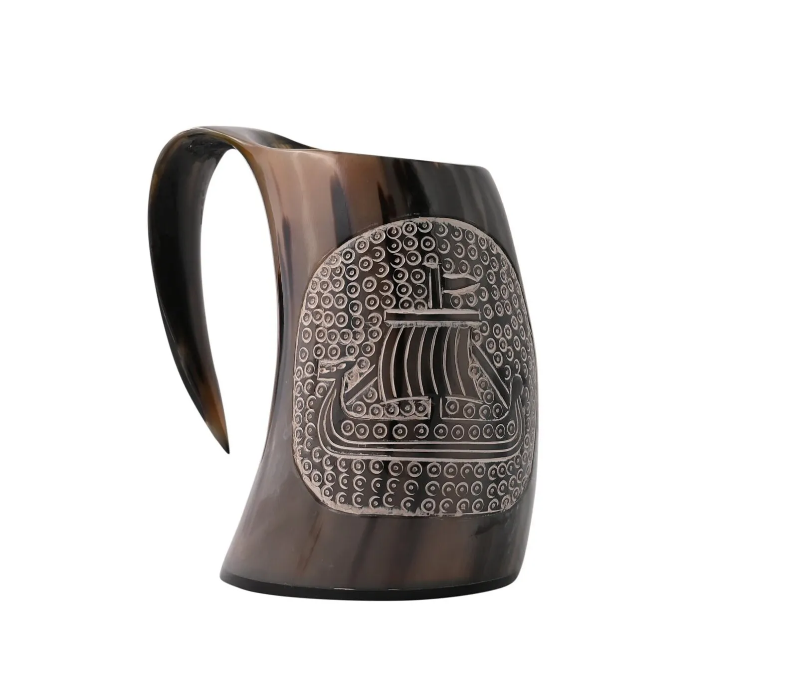 High Quality Viking Wine Horn Mug Top Trending Europe-Style Carved Drinking Horn Tankard Buffalo Ox Horn Agate Coffee
