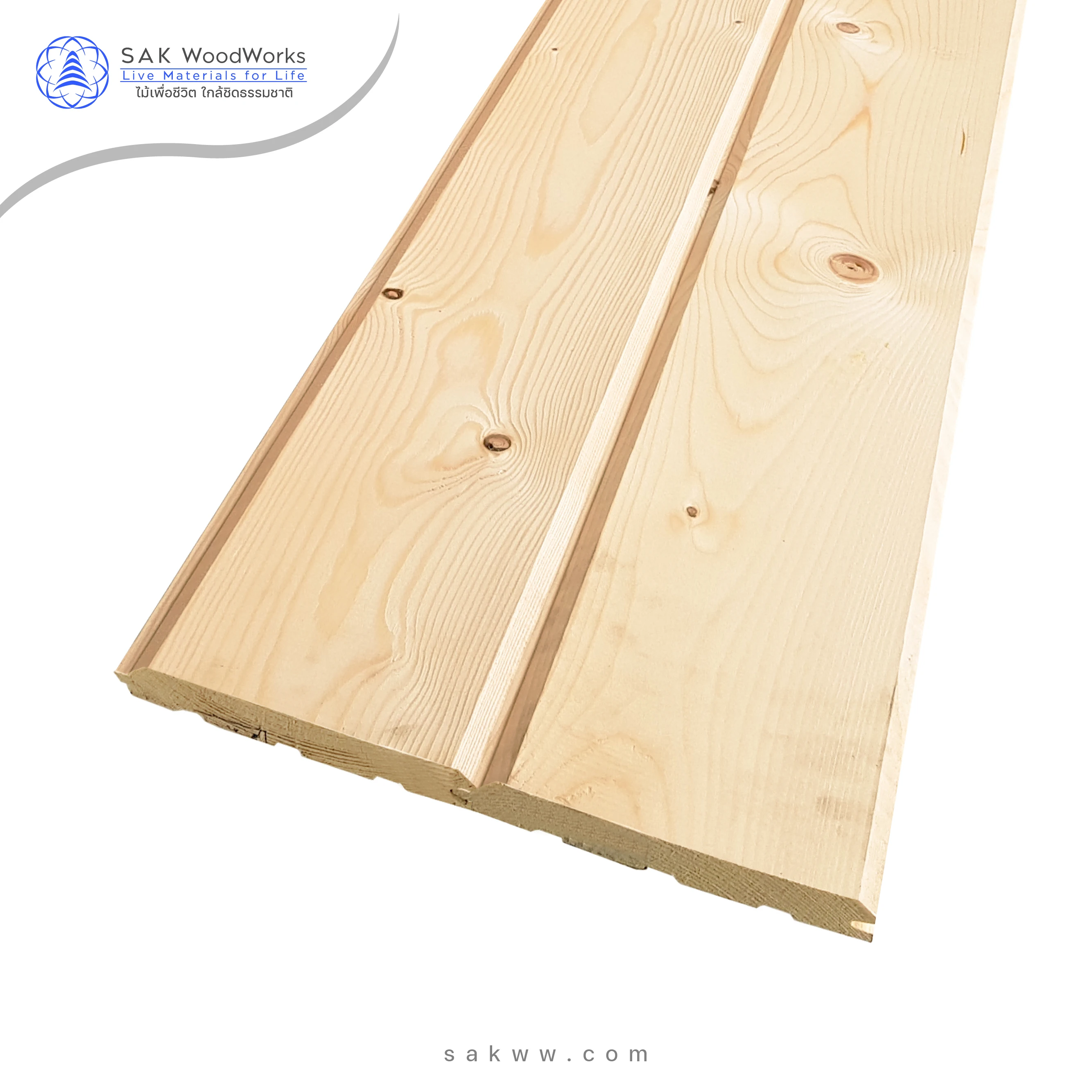 Pine & Spruce Claddings V-shape with T&G 18 mm. x 145 mm. x 3 m. KD S3S Best price for Wall Panels Ceiling  by SAKWW