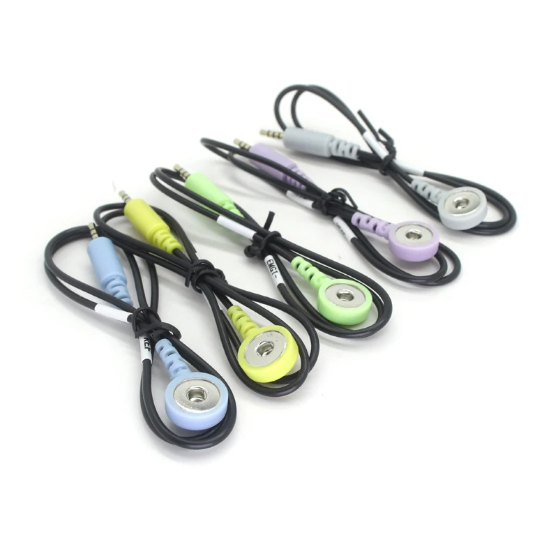Customized ECG 2.5mm 4 Poles Audio Plug To 4.0mm Electrode Button Lead Wires Cable With Resistor Value