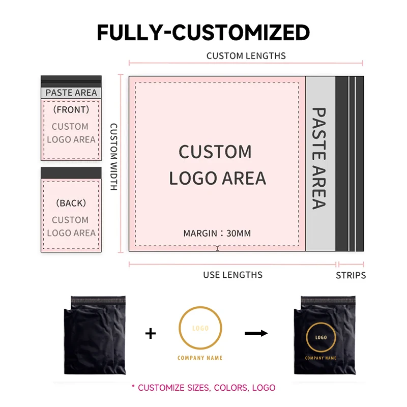 Custom Logo Eco Friendly Black Compostable Biodegradable Plastic Poly Mailers Mailing Bags With Logo