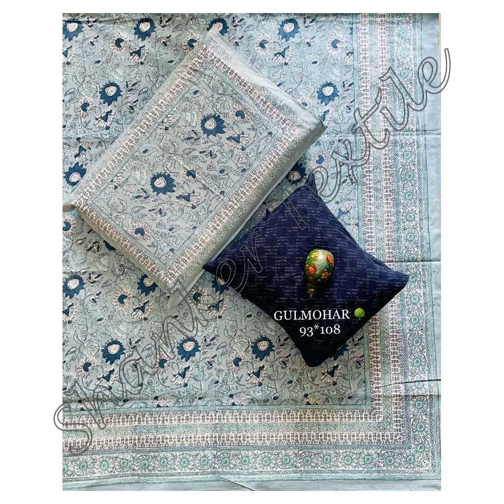 100% Cotton Queen Size Bohemian Print Bed Sheet With Pillow Case Cover Bedding Set MBPBSS002