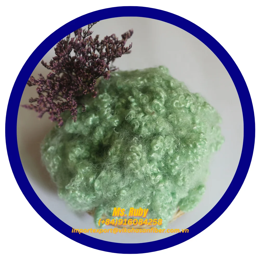 Hollow Conjugated GRS Recycle Polyester Staple Vikohasan Fiber 15D HC Green 100% Polyester 32/ 38/ 51/ 64/ 76 Mm 15D Hc-green