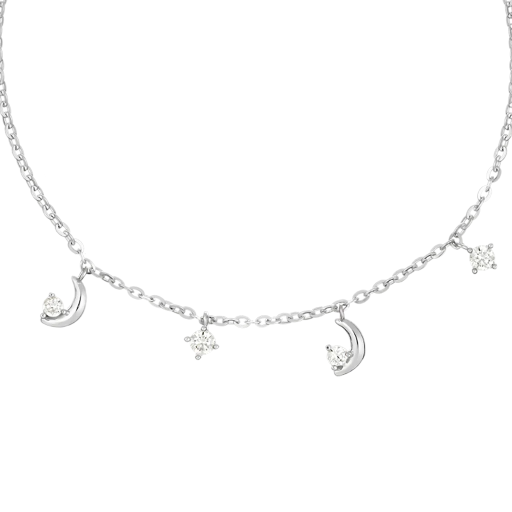 New arrival fine jewelry fashion 14k white gold moon shaped bracelets women custom design with cz stone Vietnam Manufacturer