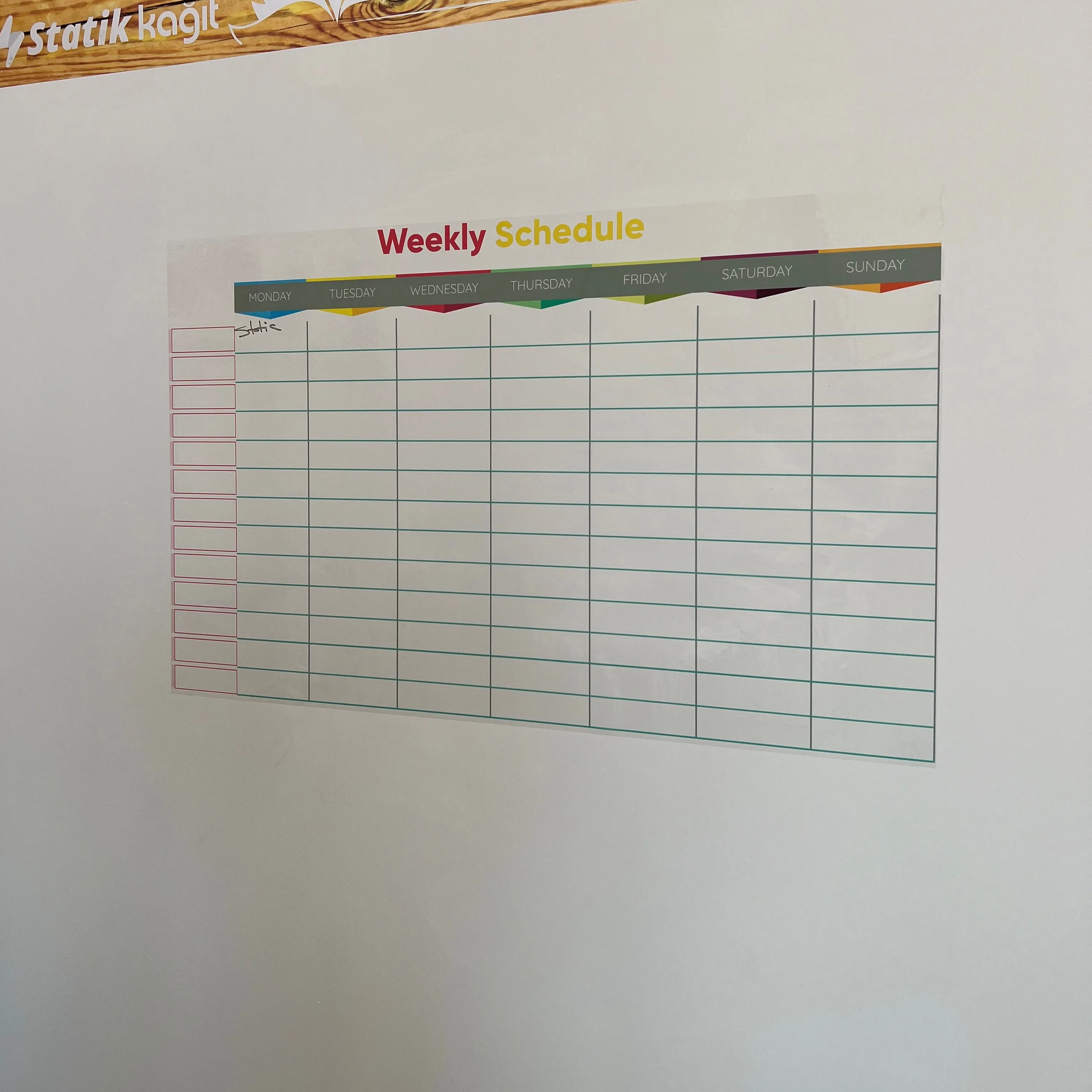 2024 Model-9 Reusable Dry Erase Weekly Planner Organizer Durable Polystyrene Whiteboard Surface Static Electricity PET Glass