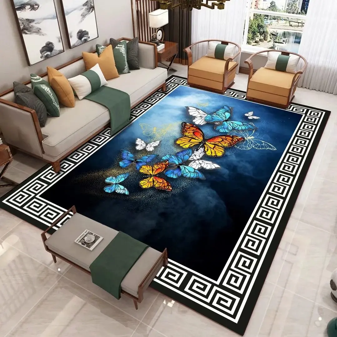Modern Nordic 3D Butterfly Printed Carpet Living Room Sofa Coffee Table Light Luxury Carpet Family Rug