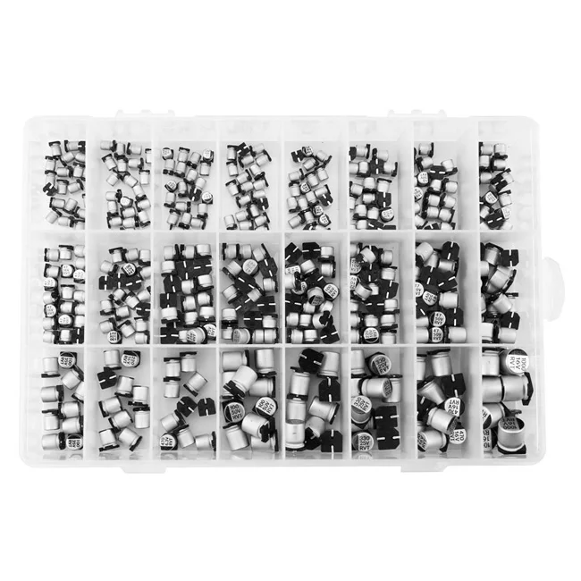 Electrolytic Capacitors 24 Values SMD Low Frequency Aluminum Electrolytic Capacitors Kit 1uF 1000uF 50V 10uf 16V 10uf 25V