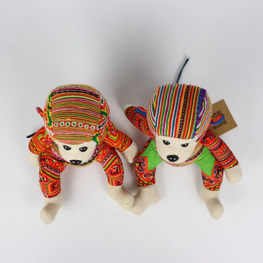 20cm - 30cm Unisex Toys & Hobbies Handmade Brocade Mong Sapa Ethnic Monkey - size S Stuffed Animal Toys
