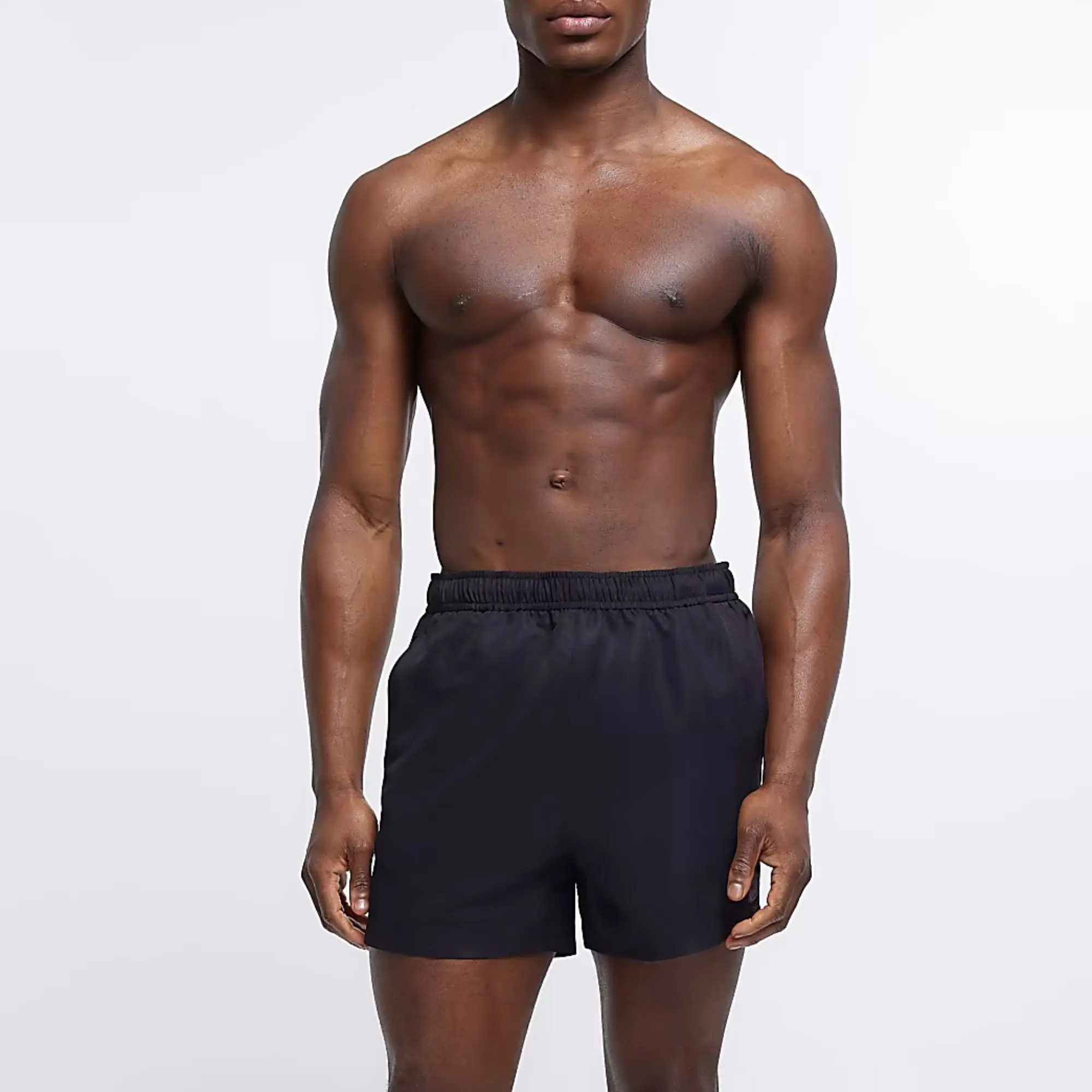 Regular Fit 100% Nylon Polyamide Side Slip Pockets Elasticated Waist Black Regular Fit Iridescent Swim Shorts