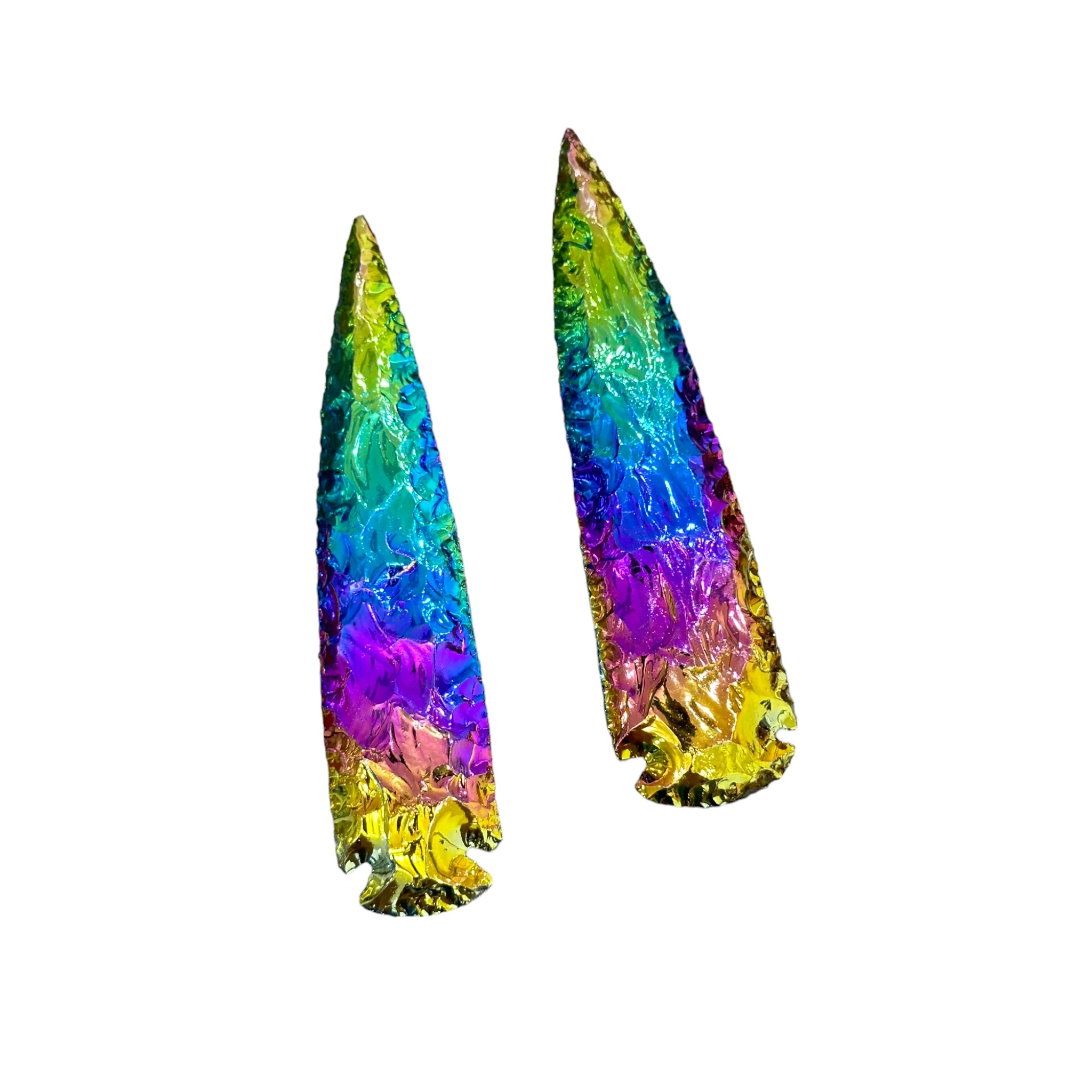Large Titanium Aura Quartz Crystal Arrowhead, Natural Arrowheads for DIY Project Craft Point and Jewelry Making, Gift for Her
