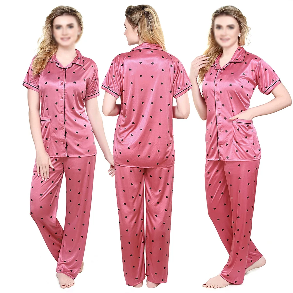 OEM/ODM Custom Made Satin and Lace Sleep Wear for Women Hot Sale Outclass 2-Piece Nightwear for Girls Summer Fall Sleep Wear