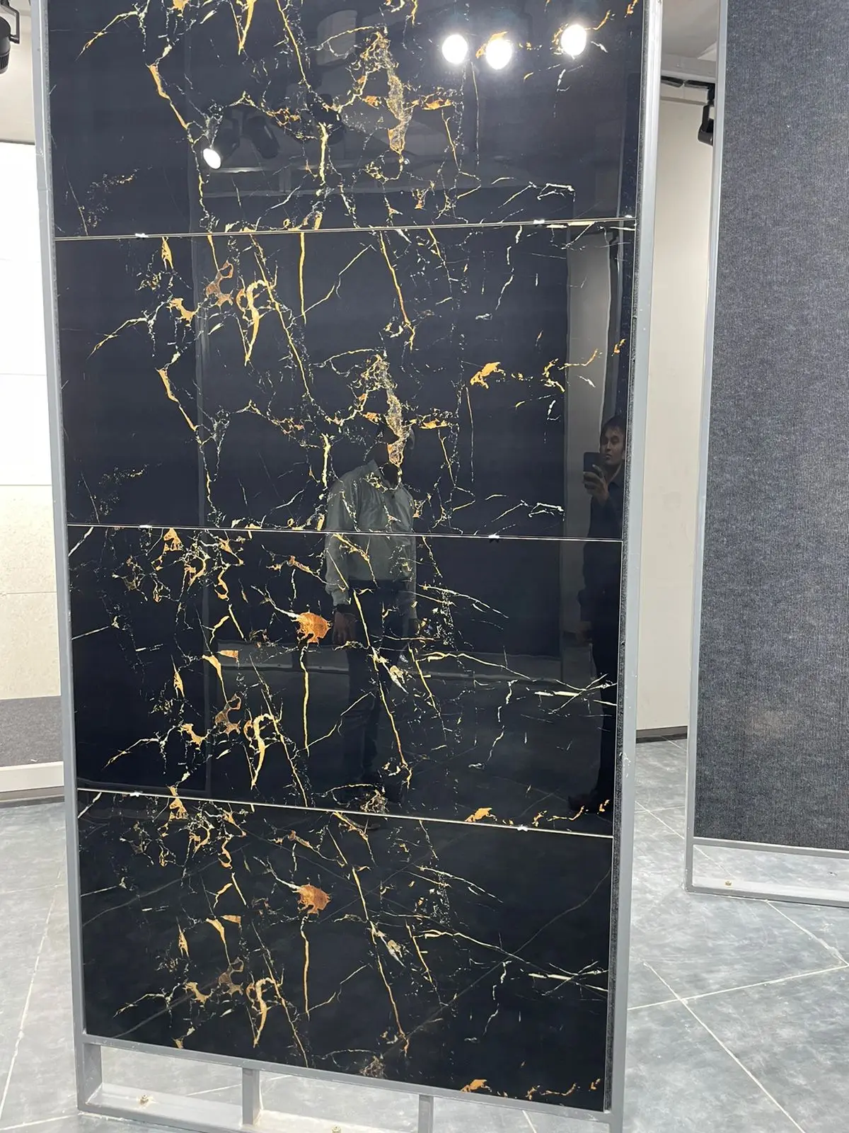 inkjet digital porcelain polished black vitrified tiles 600*1200 mm with 8.8 mm thickness from india