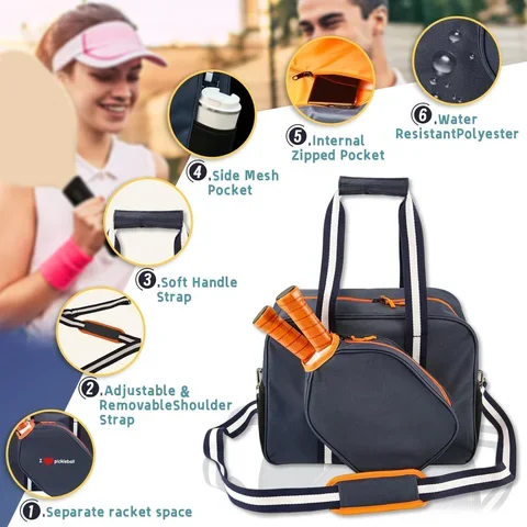 Custom Adjustable Shoulder Sports Pickleball Sling Bag Racket Tennis Padel Tote Carry Bag Pickleball Bag
