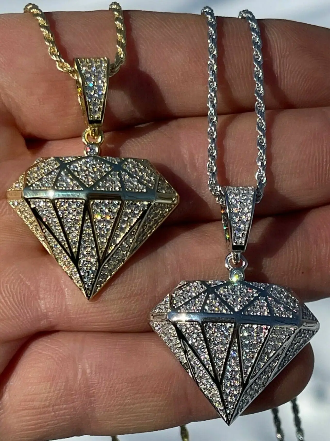 Iced out real Diamond SHAPE BLING Pendant Mens Ladies Hip Hop jewelry cheap price available in silver and certified solid gold