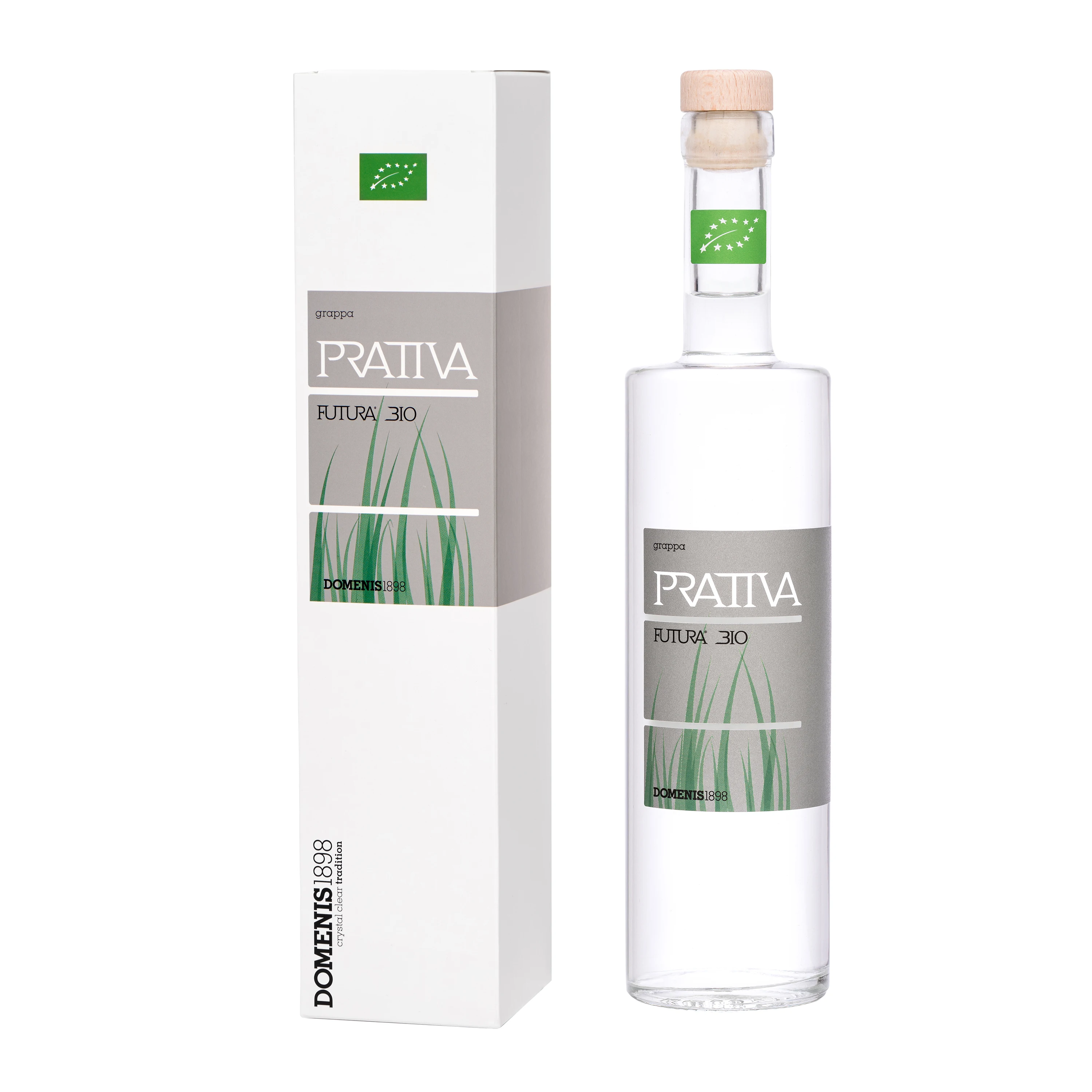 Premium Italian Organic Young Grappa FUTURA BIO Prativa 50 cl glass bottle