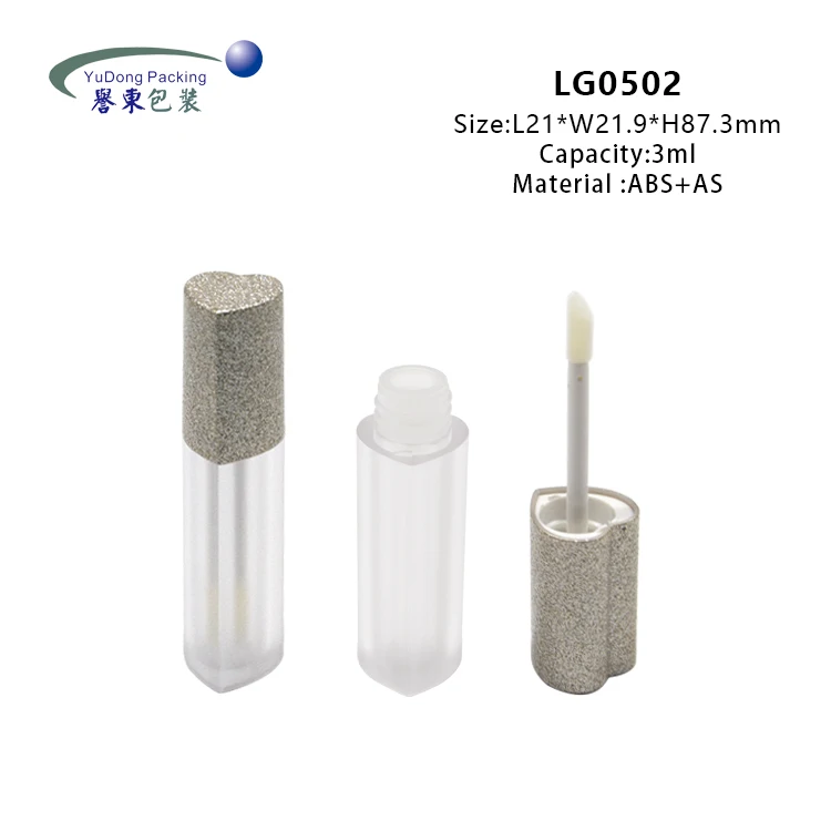 Unique 3ml 6ml luxury pink heart shaped lipgloss tubes packaging clear lip gloss tubes with wands custom logo
