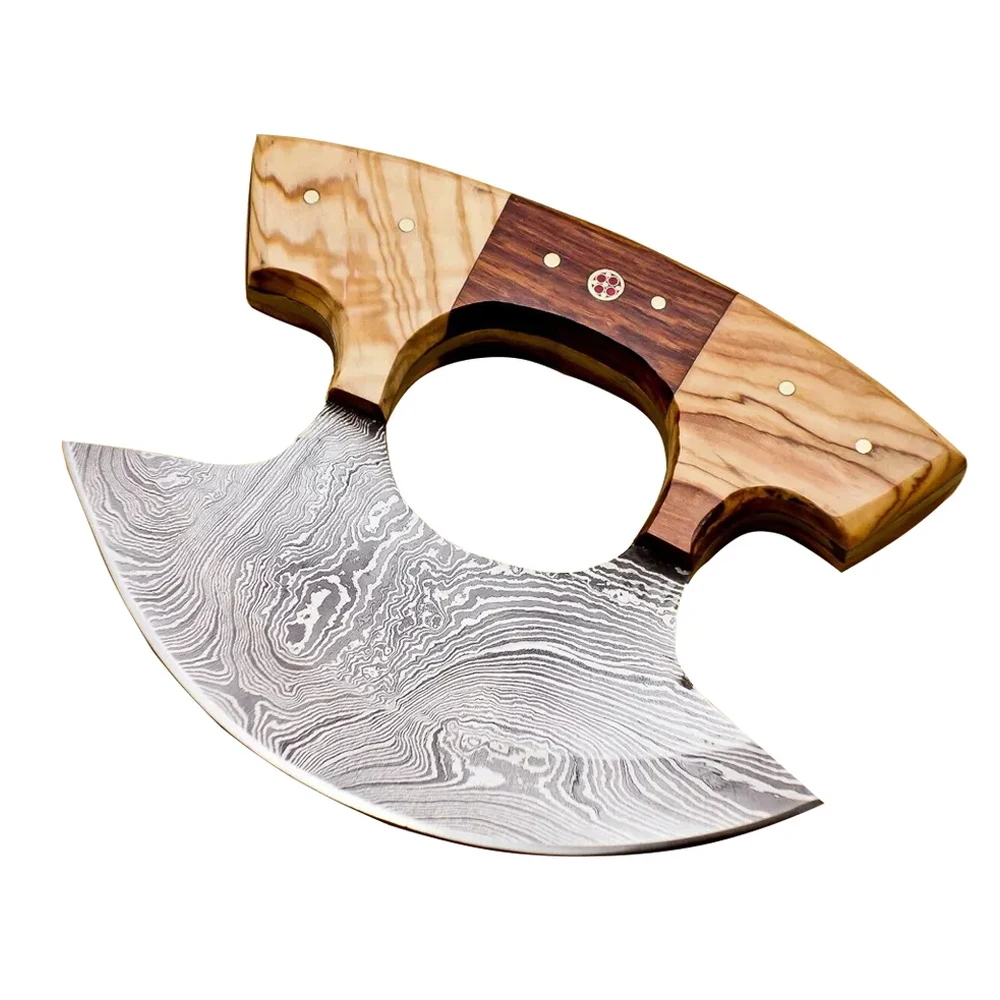 Damascus steel Hand made Ulu Knife With Wood Handle Kitchen chef Ulu Knife for sale at cheap price