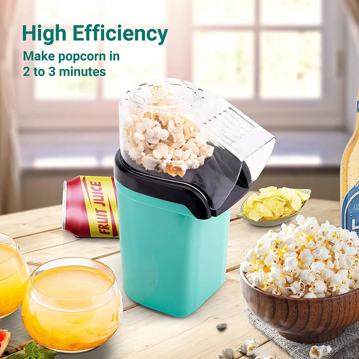 Amazon Hot Sell Oil Free Electric Popcorn Maker Machine with Measuring Cup