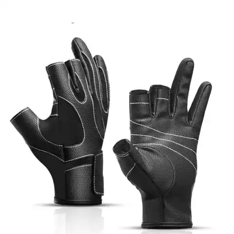 Custom 3-Cut Fingers Neoprene Fishing Gloves Protective Hunting Gloves