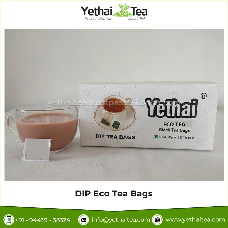 Bulk Stock Supplier Selling Best Grade 100% Natural & Fresh CTC Eco Black Blended DIP Tea Bags from India