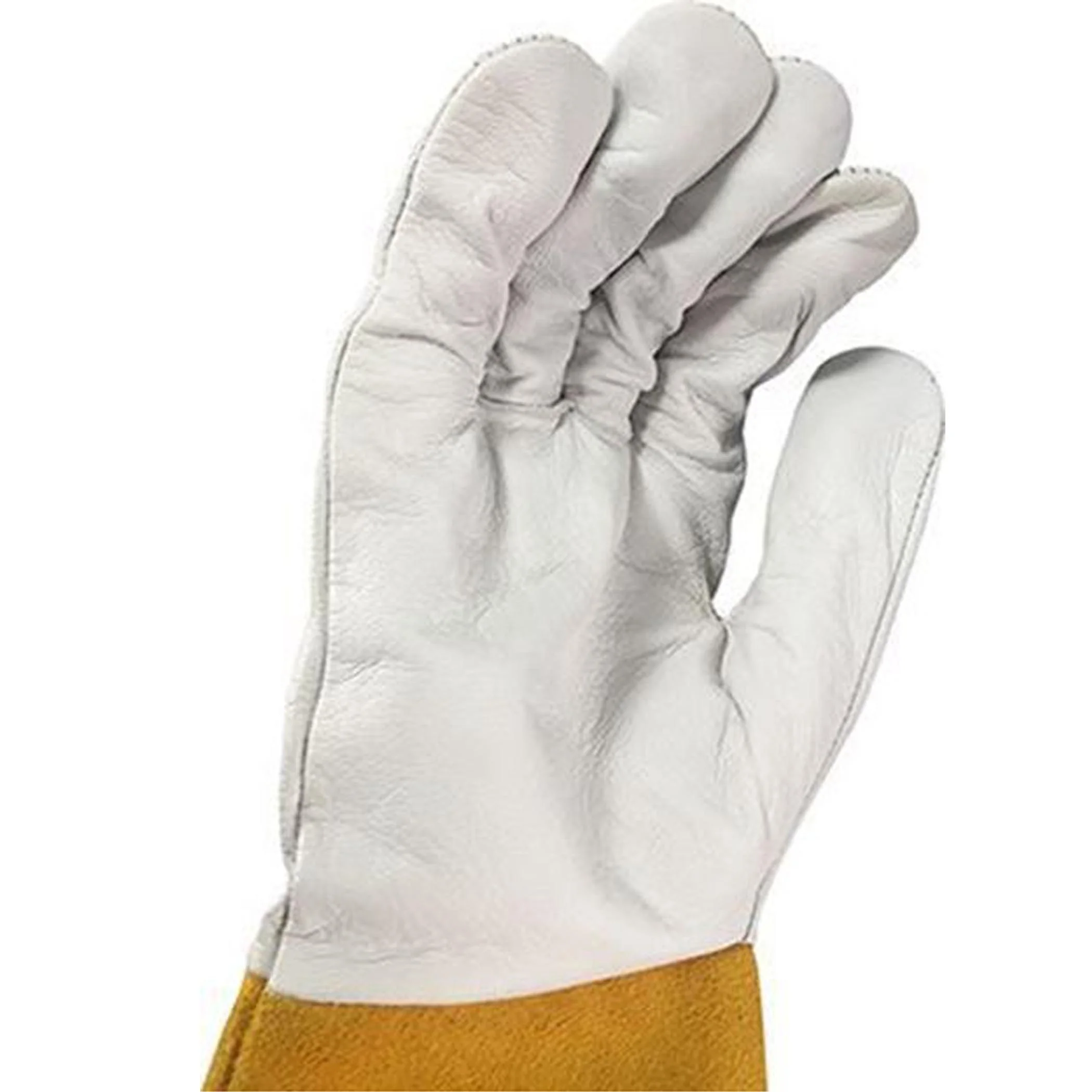 TIG Welding Glove Soft Goat/Sheep Skin Palm Custom Logo Sensitivity 15cm Cow Split Leather Cuff Size 35cm Long