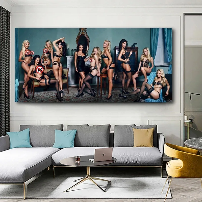 European American Sexy Beauty Modern Painting Mural Poster Watercolor Printed Wall Art Bedroom Living Room Stylish European