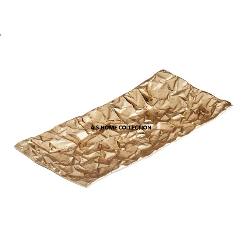 Customize Home Decor Fruits golden decorative Brass Serving storage trays For kitchen Outdoor Luxurious food tray