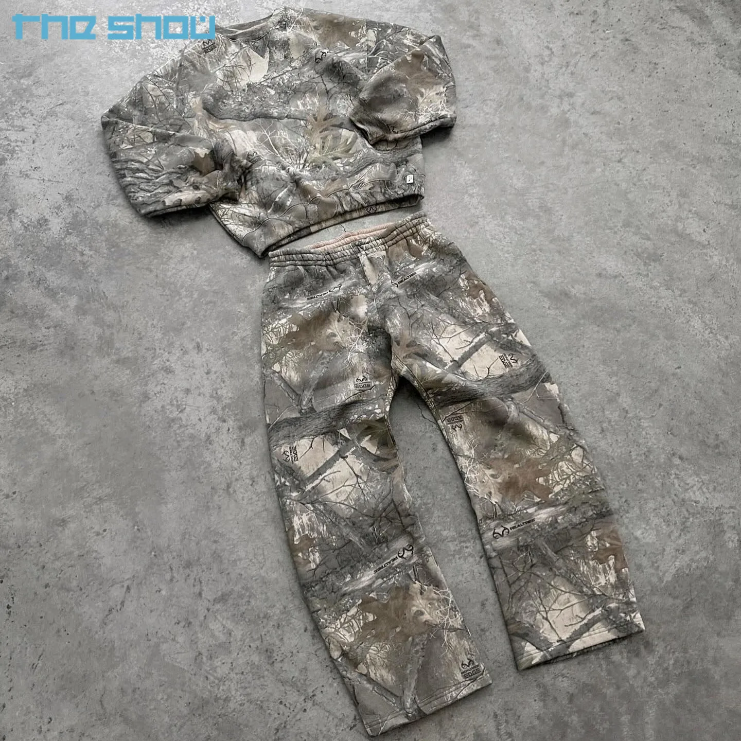 Custom Streetwear 2 Piece Sweats Jogging Suits Sweatshirts Hoodie And Sweatpants Tracksuits Real Tree Camo Sweatsuit Mens