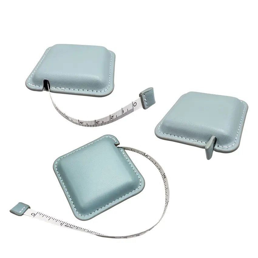 leather small portable promotional keychain with weight measuring tape