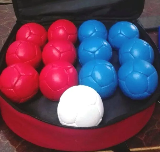Boccia Balls Sets as per Federation Standards packed in carrying Bag with Customized logos on balls and bag