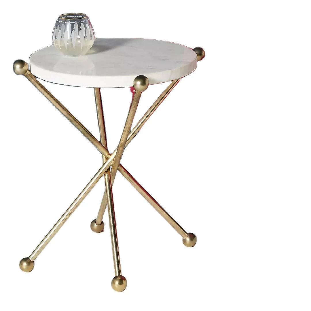 Marble top gold Plated Ball Legs Tea tables Round stainless steel metal coffee tables Hot Sale Best Seller Elegant Luxury