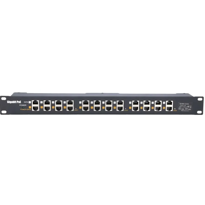 Extralink 12 Порт | Gigabit PoE инжектор | 12x 1000 МБ/с. RJ45 стоечный коммутатор питания через Ethernet сетевой коммутатор EX.1988