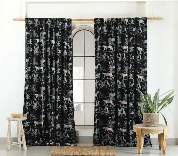 Handmade Boho Wholesale in Stock Cheap Professional High Quality Blackout Curtain Vintage Cotton Velvet Fabric Made in India