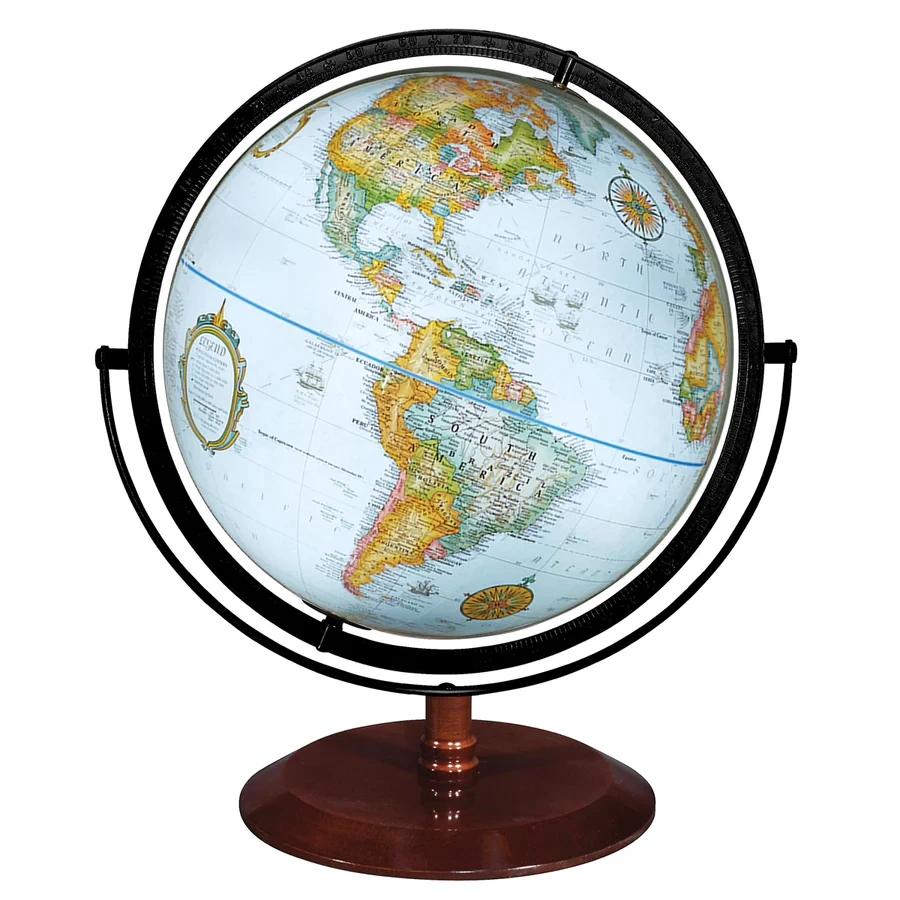 Vintage World Globe for Adults & Kids Antique Wooden Stand Metal Desktop Decorative Globe for Home & Office Art Style
