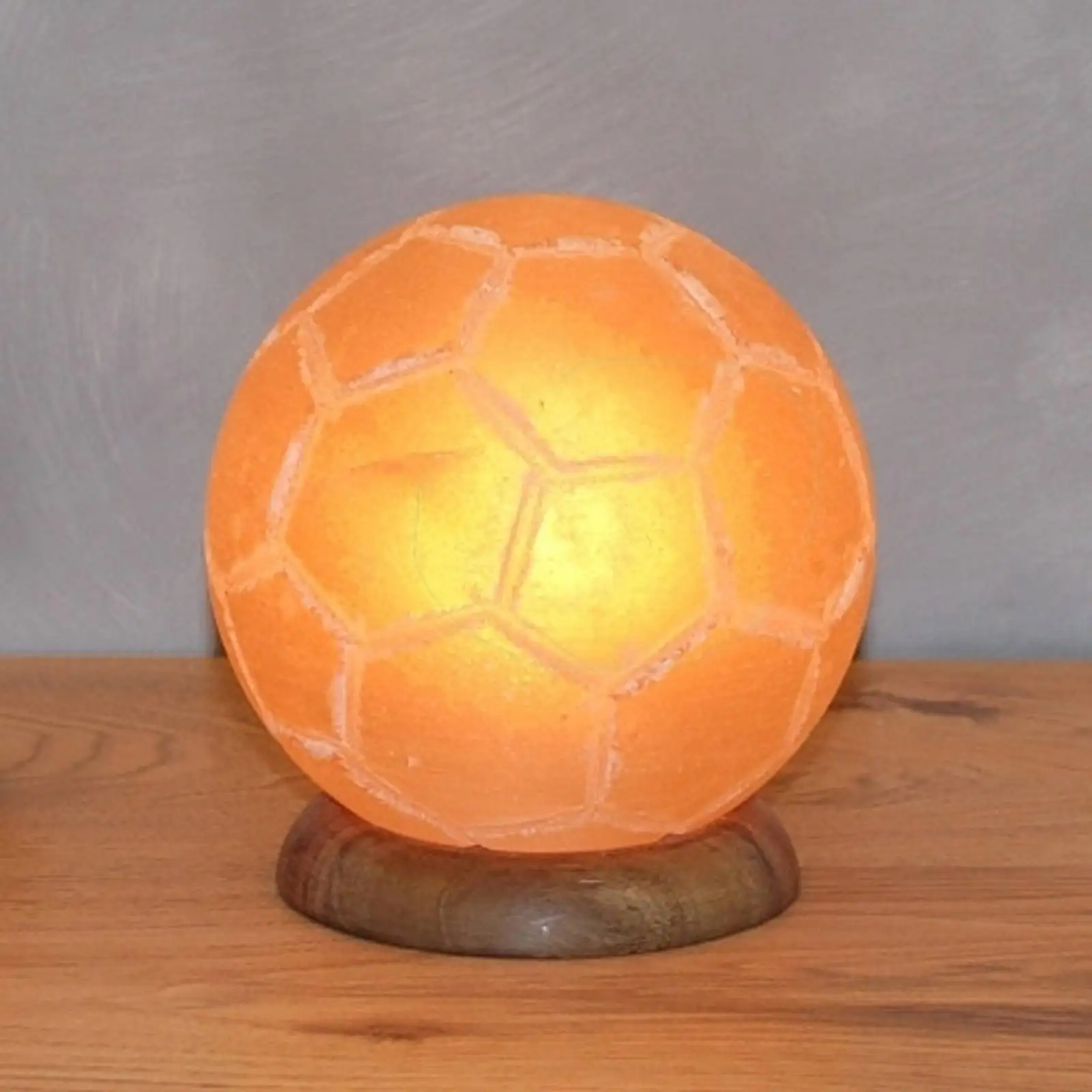 Unique Hadcarved Foot Ball Shaped Rock Crystal Salt Lamp With USB Power Cable to Lightup Your Room with an Amber Glow