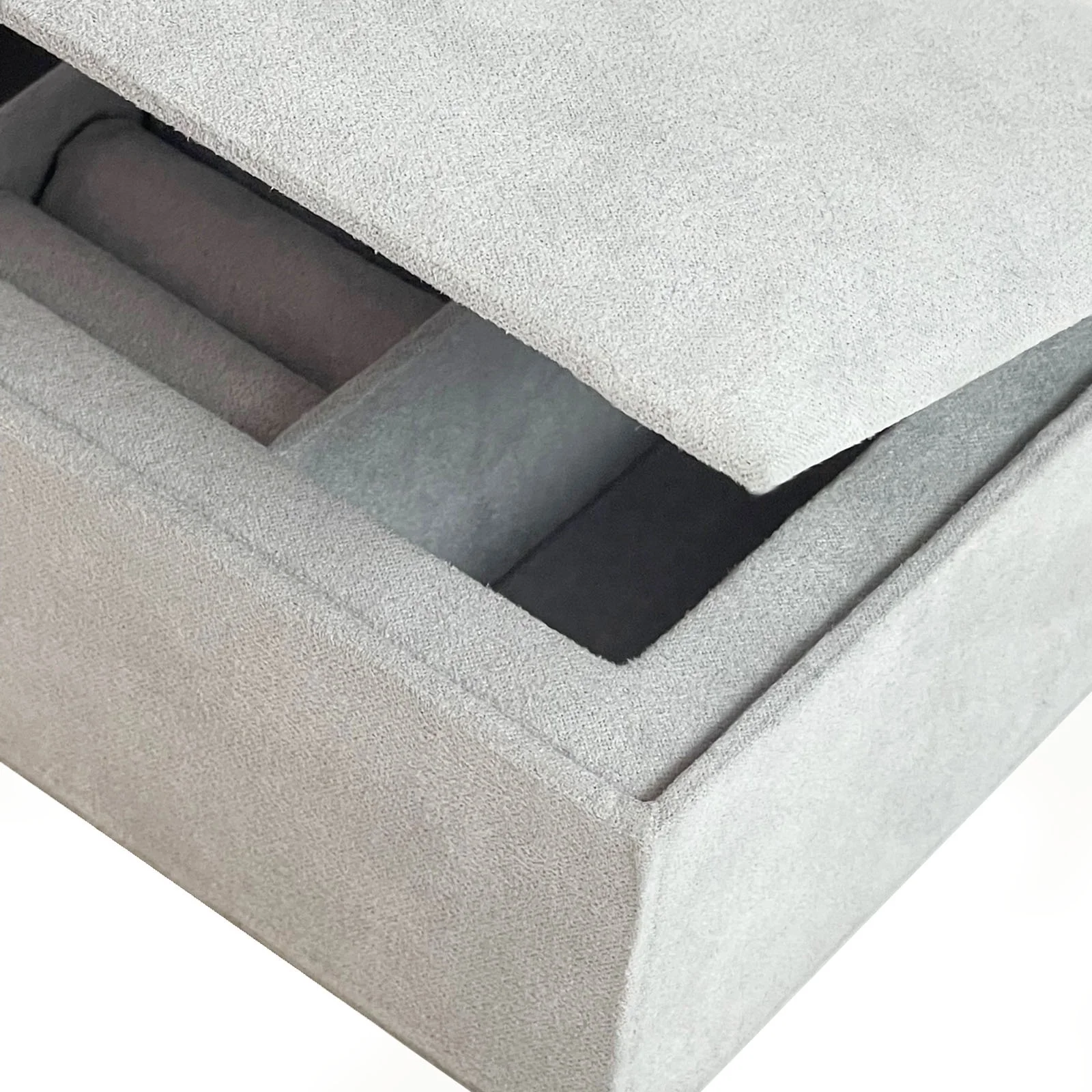 CUSTOM RECTANGLE CUSTOM MADE GREY SUEDE KEEPSAKE JEWELRY PACKAGING GIFT BOX
